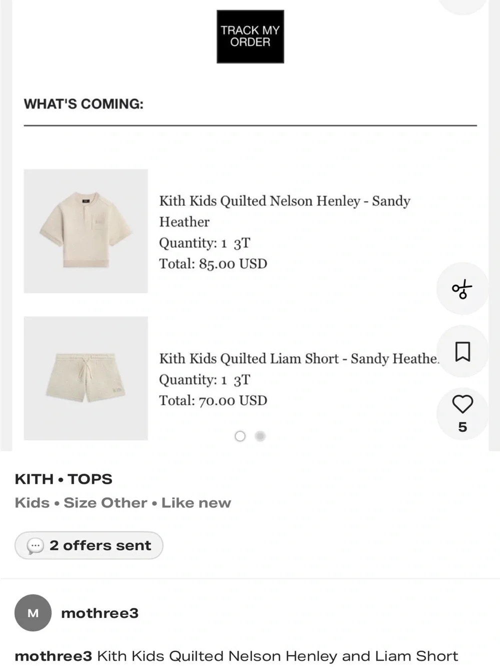 Kith Kids Quilted Cream Shorts with Pastel Logo